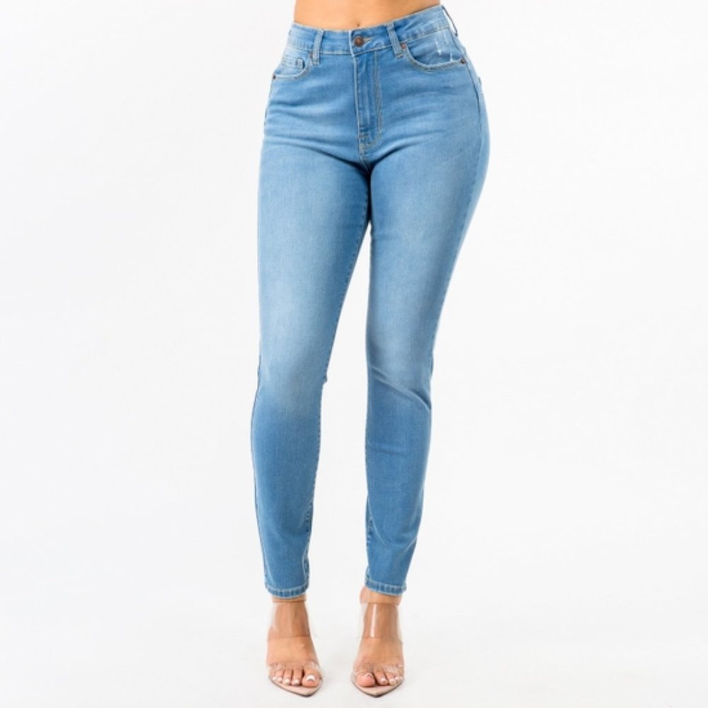 HIGH WAIST SKINNY JEANS LIGHT BLUE